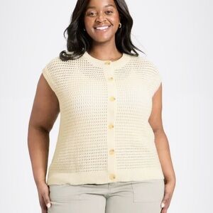 Universal Thread Women's Pointelle Sweater Vest Cream XL
